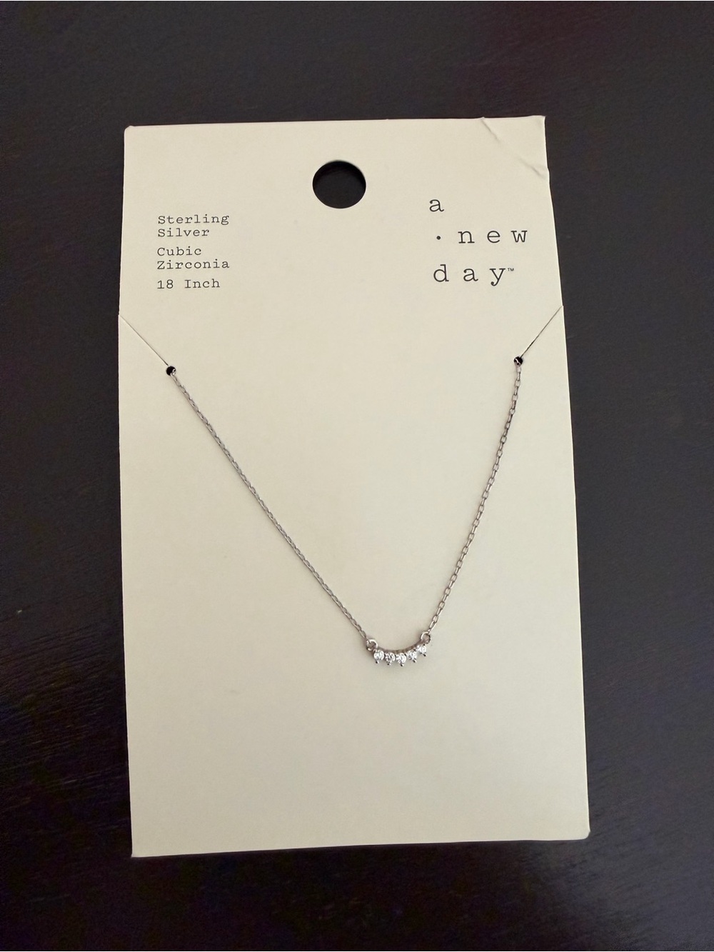 Target a.new day Silver-Tone Curved CZ Bar Necklace